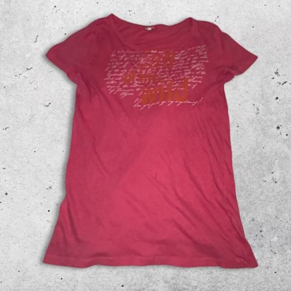J.Crew Bold Graphic Print T-Shirt Short Sleeves Cotton Fabric Vibrant‎ Pink W L